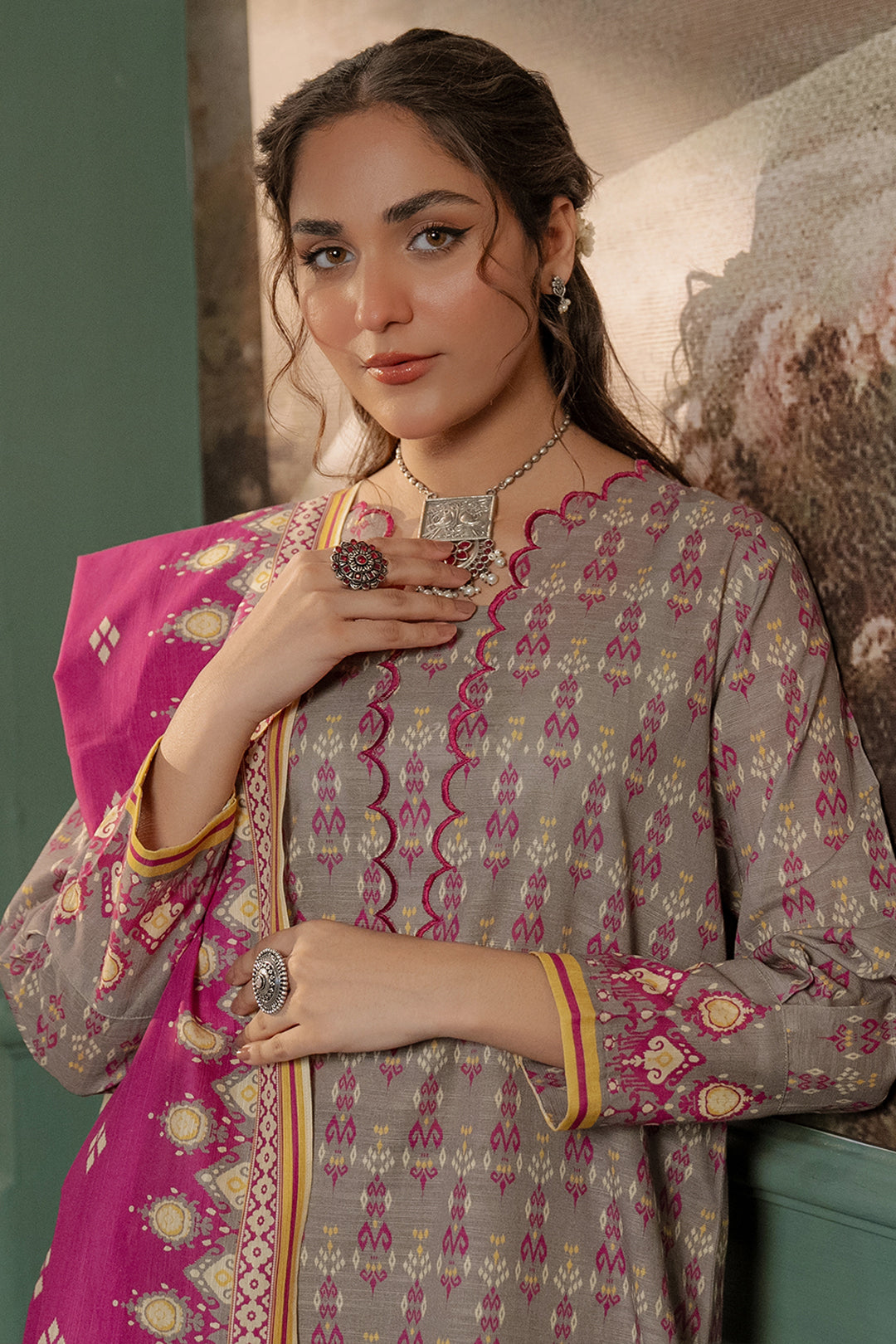 Zellbury | Unstitched 2 Piece Khaddar | Shirt Dupatta - 0332 - Libasekhas