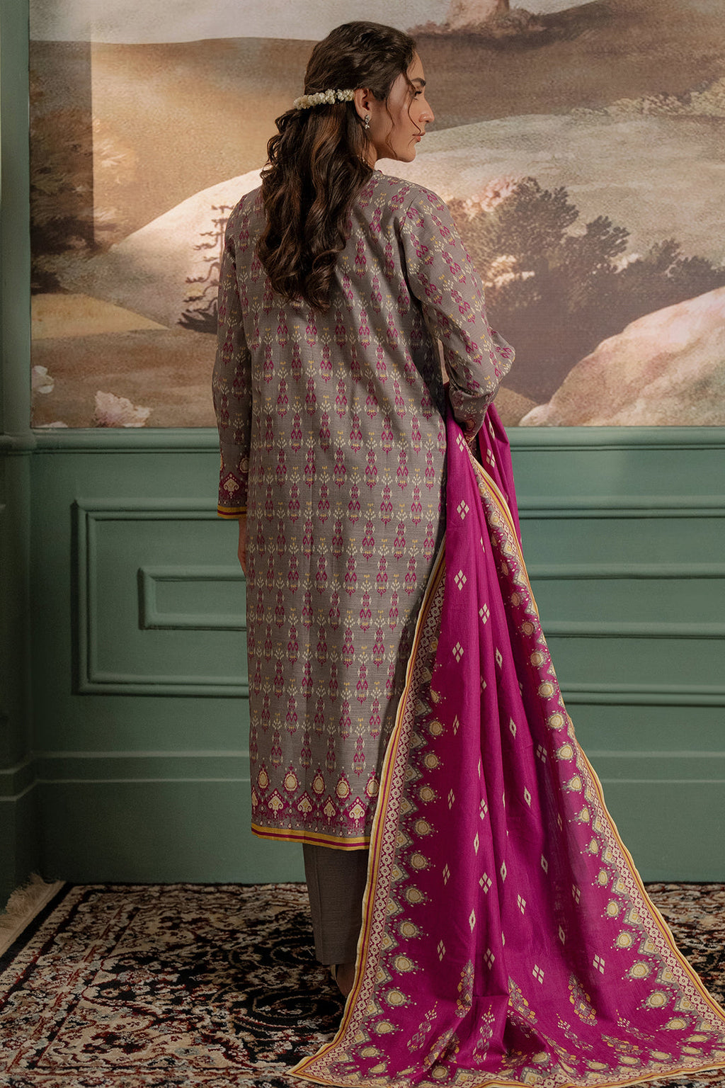 Zellbury | Unstitched 2 Piece Khaddar | Shirt Dupatta - 0332 - Libasekhas