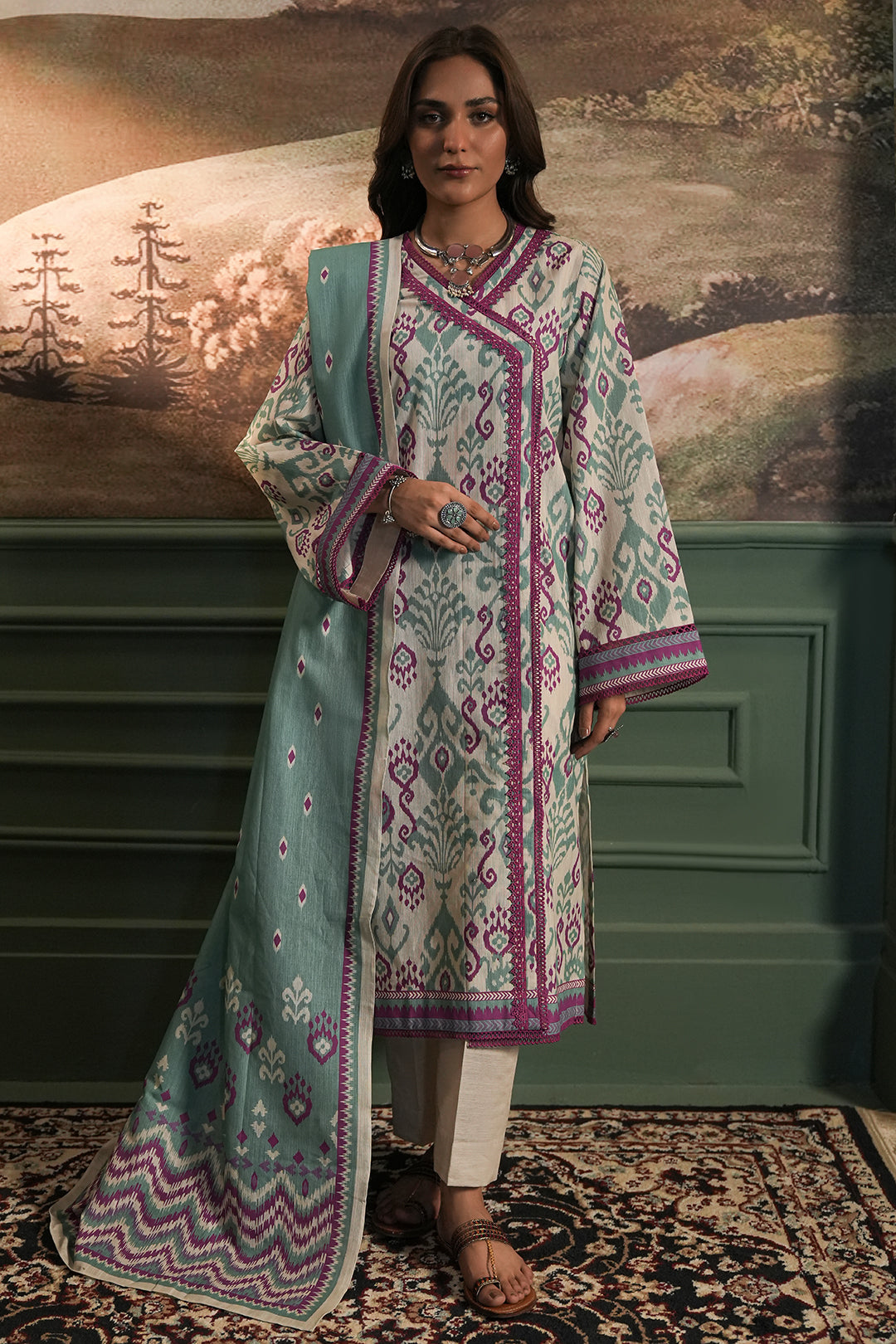 Zellbury | Unstitched 2 Piece Khaddar | Shirt Dupatta - 0333 - Libasekhas