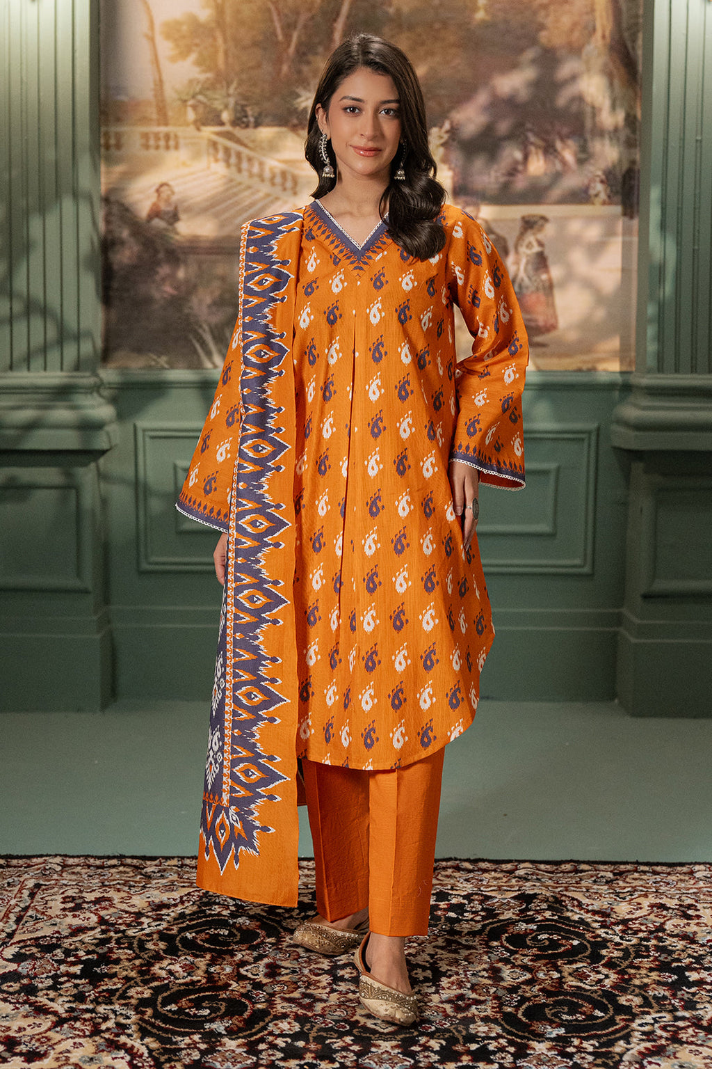 Zellbury | Unstitched 2 Piece Khaddar | Shirt Dupatta - 0335 - Libasekhas