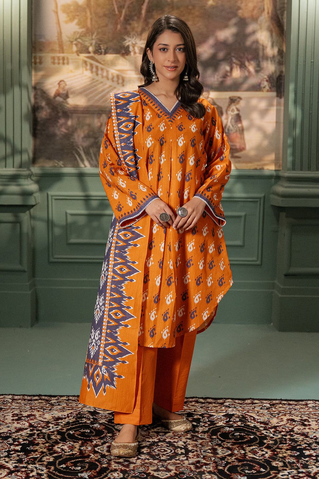 Zellbury | Unstitched 2 Piece Khaddar | Shirt Dupatta - 0335 - Libasekhas