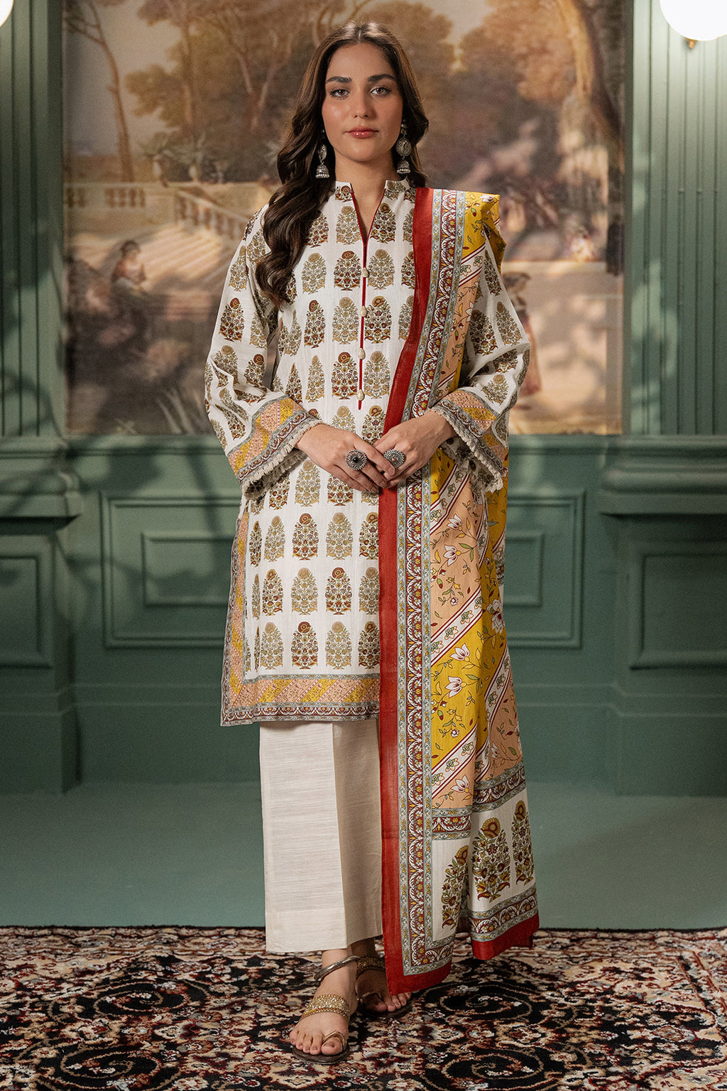 Zellbury | Unstitched 2 Piece Khaddar | Shirt Dupatta - 0336 - Libasekhas