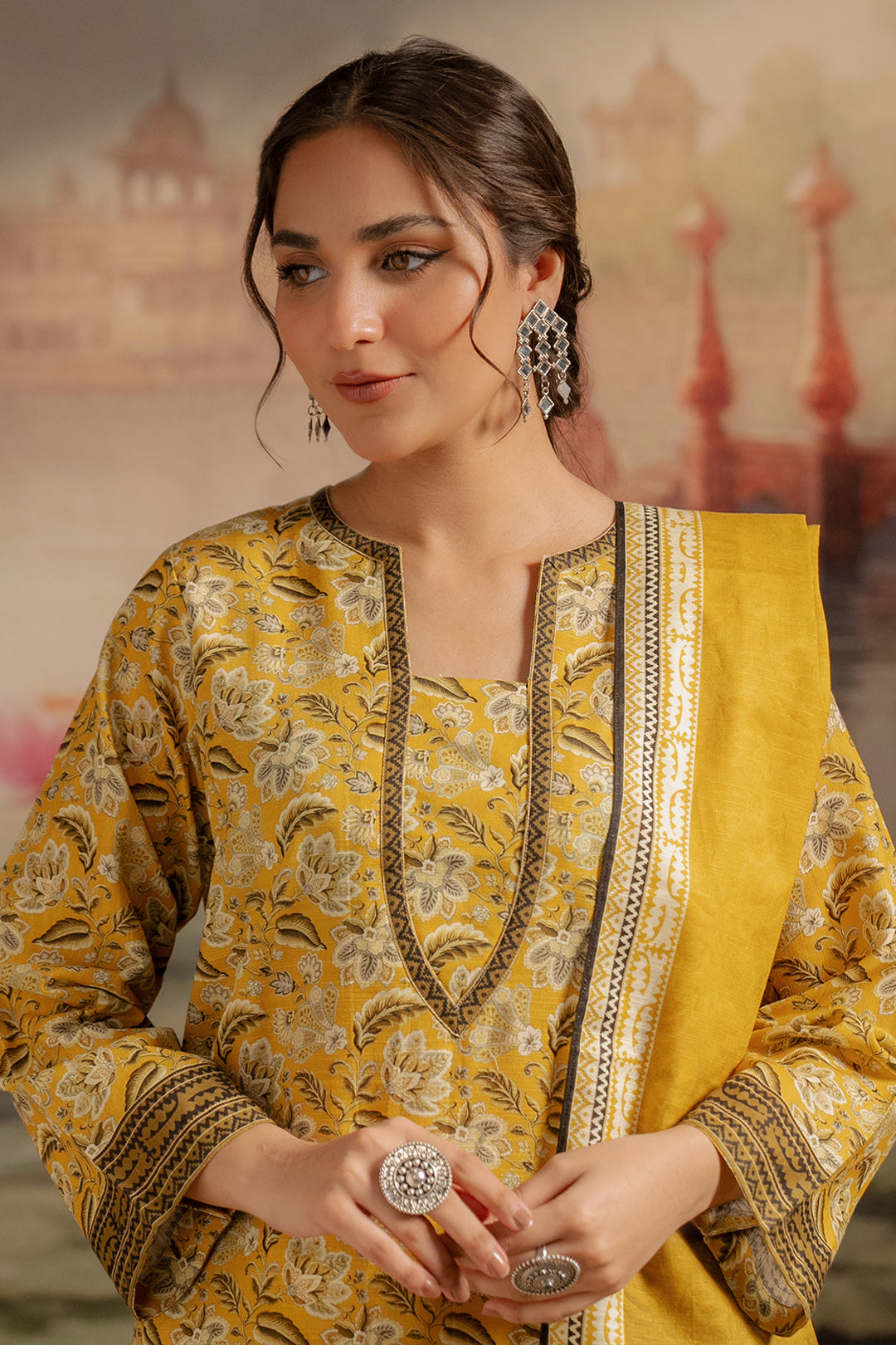 Zellbury | Unstitched 2 Piece Khaddar | Shirt Dupatta - 0424 - Libasekhas