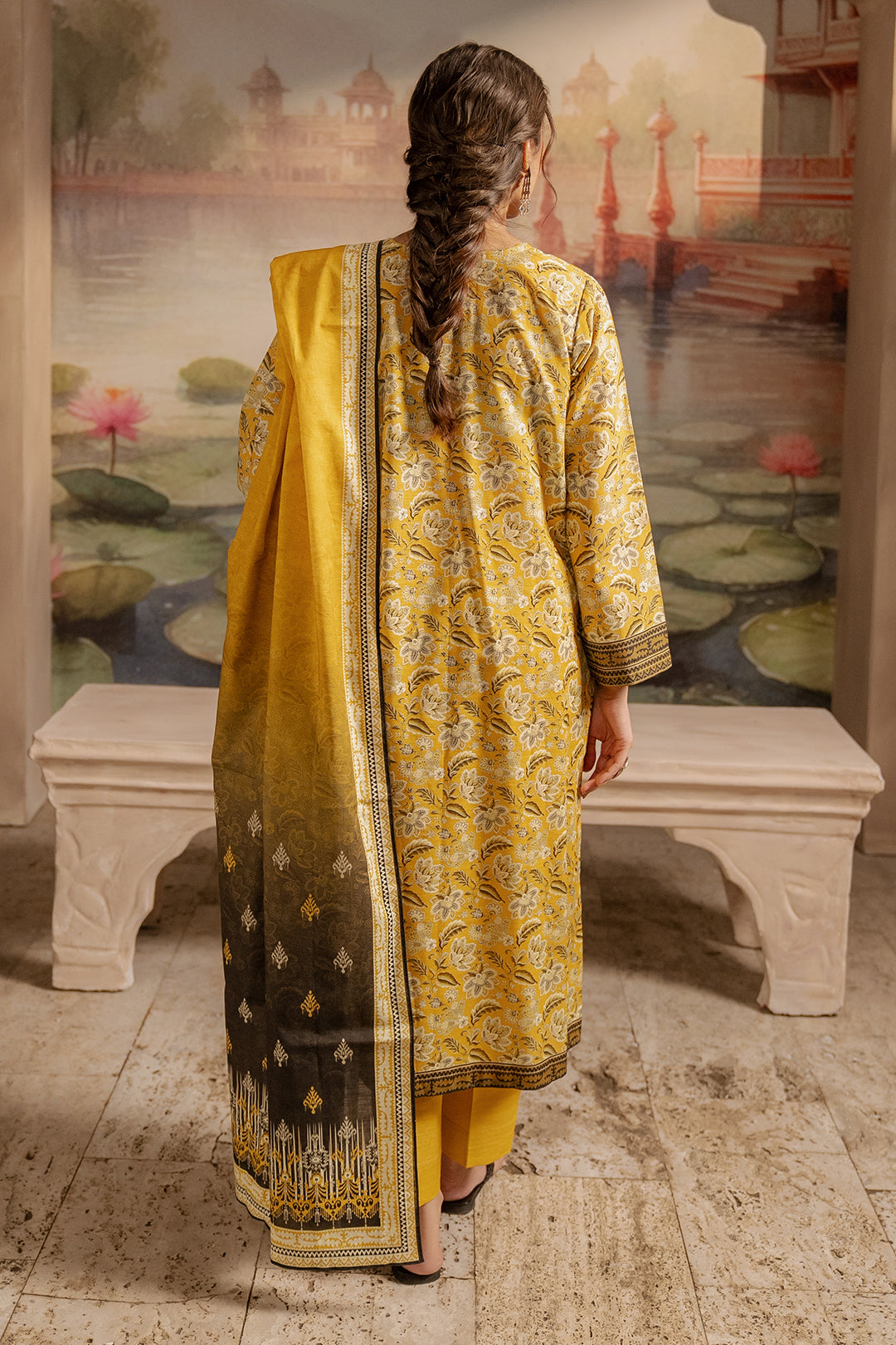 Zellbury | Unstitched 2 Piece Khaddar | Shirt Dupatta - 0424 - Libasekhas