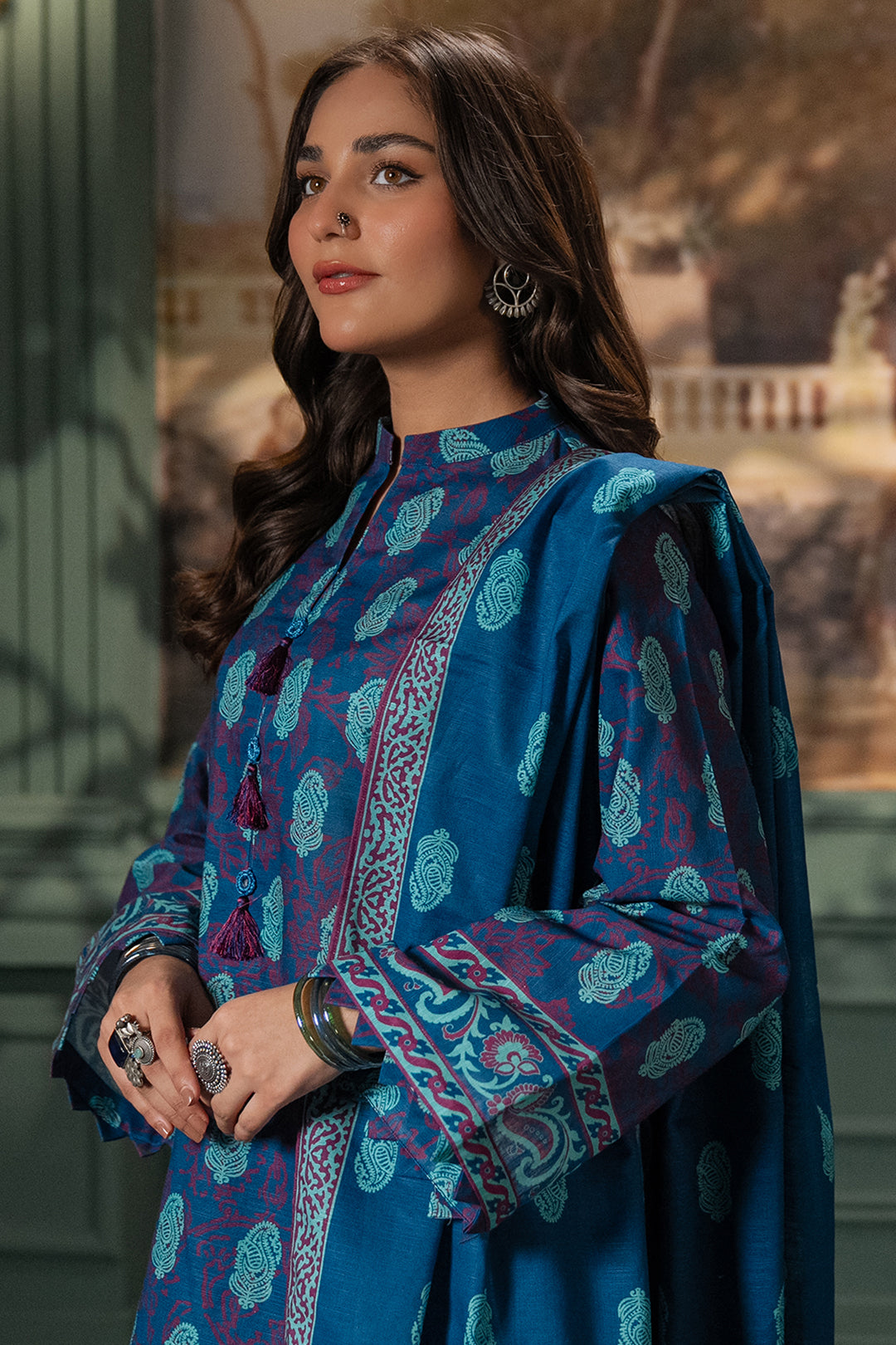 Zellbury | Unstitched 2 Piece Khaddar | Shirt Dupatta - 0425 - Libasekhas