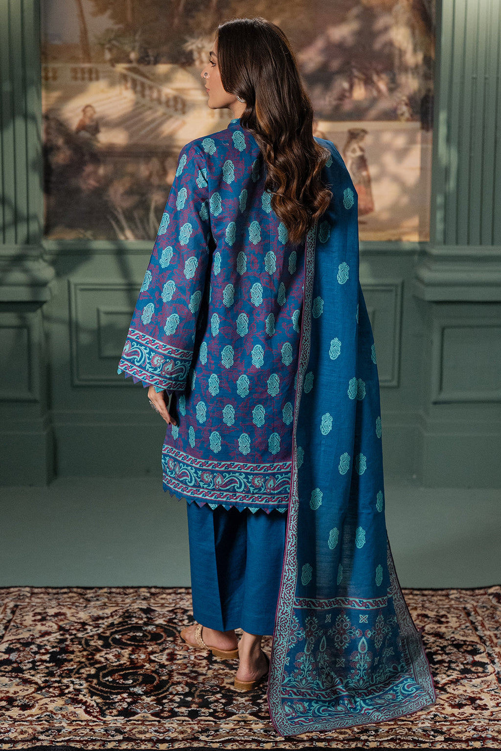 Zellbury | Unstitched 2 Piece Khaddar | Shirt Dupatta - 0425 - Libasekhas