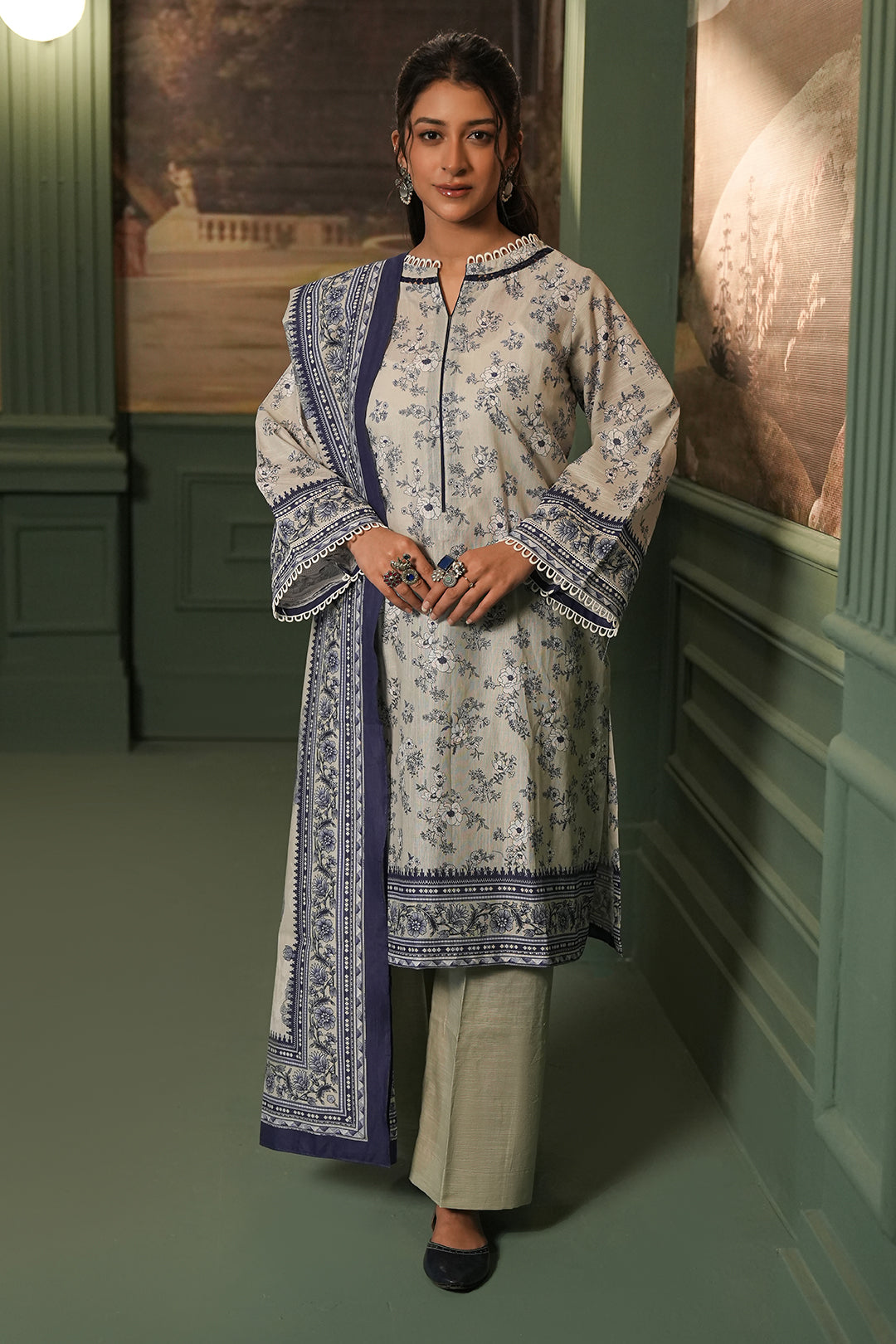 Zellbury | Unstitched 2 Piece Khaddar | Shirt Dupatta - 0426 - Libasekhas
