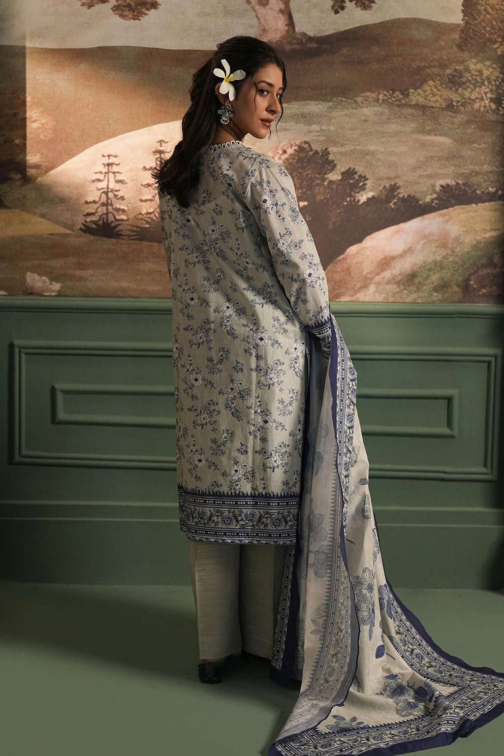 Zellbury | Unstitched 2 Piece Khaddar | Shirt Dupatta - 0426 - Libasekhas