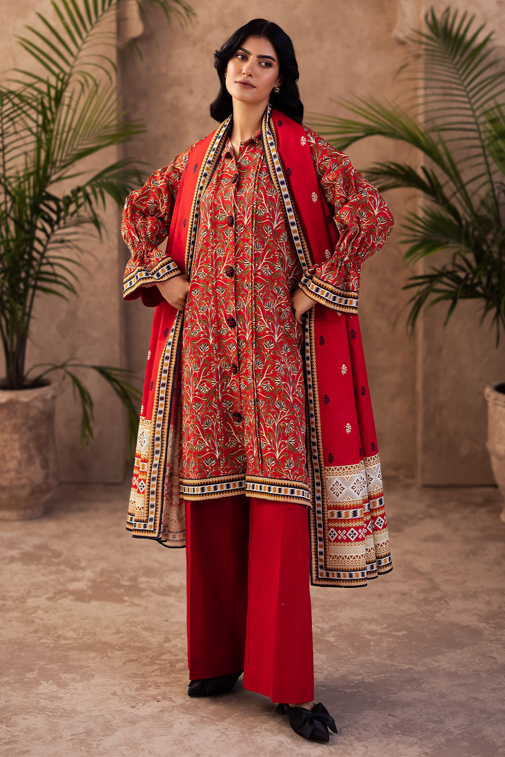 Zellbury | Unstitched 3 Piece Khaddar | Shirt Shalwar Dupatta - 0189 - Libasekhas