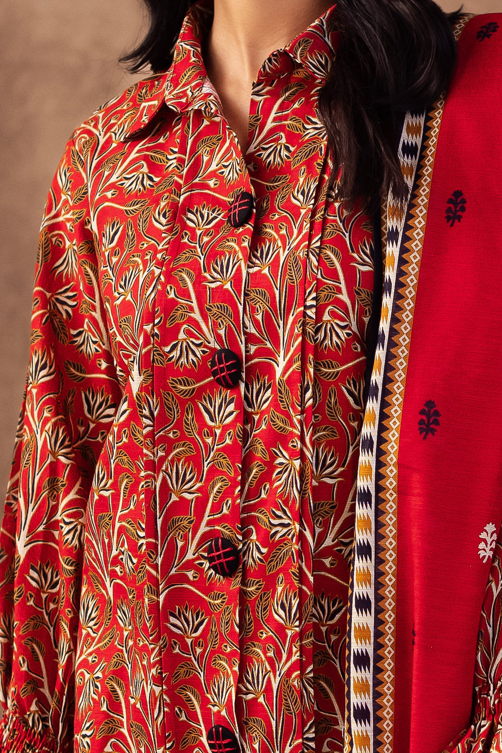 Zellbury | Unstitched 3 Piece Khaddar | Shirt Shalwar Dupatta - 0189 - Libasekhas