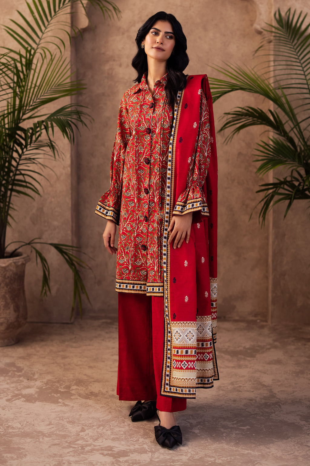 Zellbury | Unstitched 3 Piece Khaddar | Shirt Shalwar Dupatta - 0189 - Libasekhas