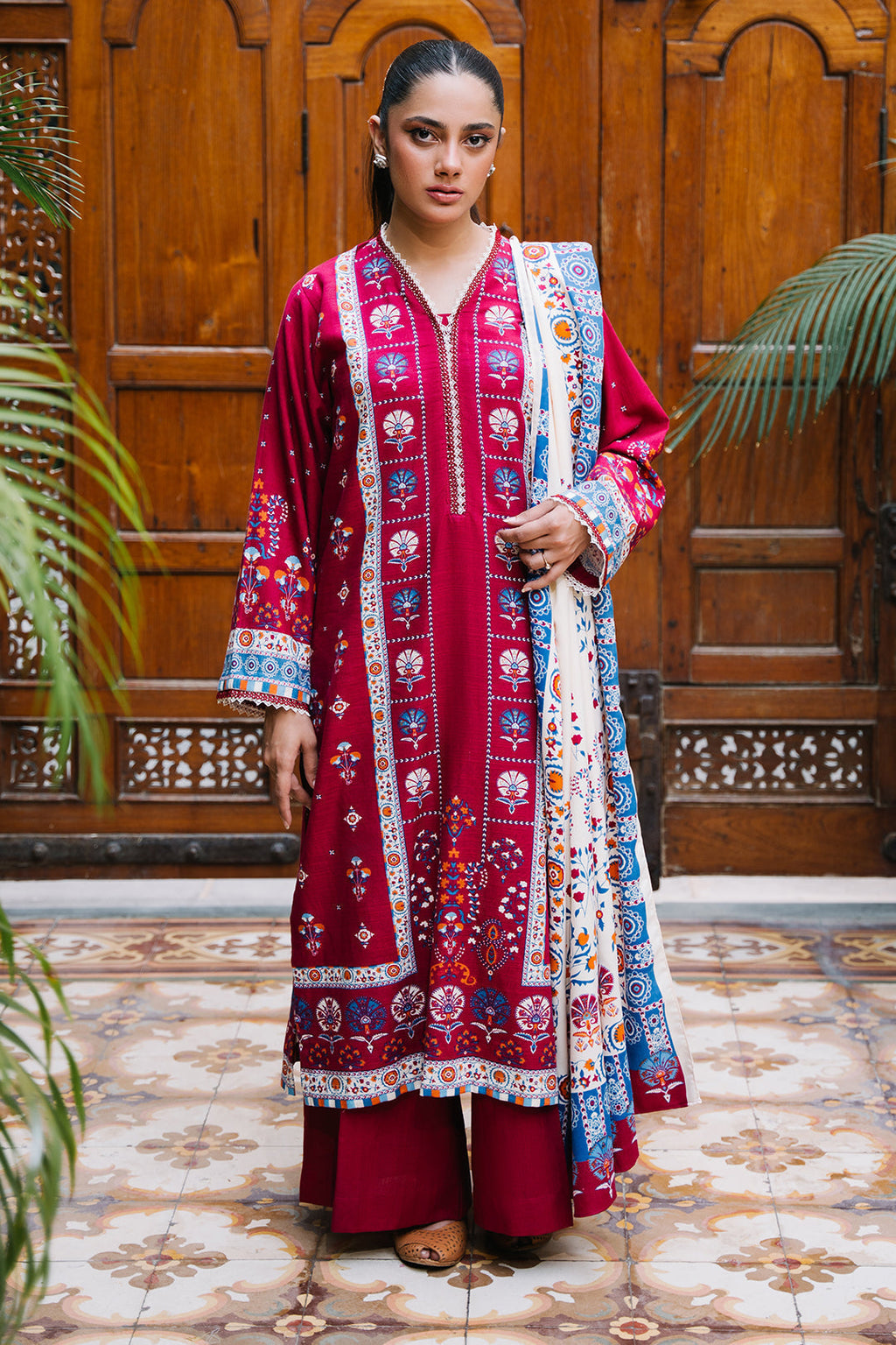 Zellbury | Unstitched 3 Piece Khaddar | Shirt Shalwar Dupatta - 0197 - Libasekhas