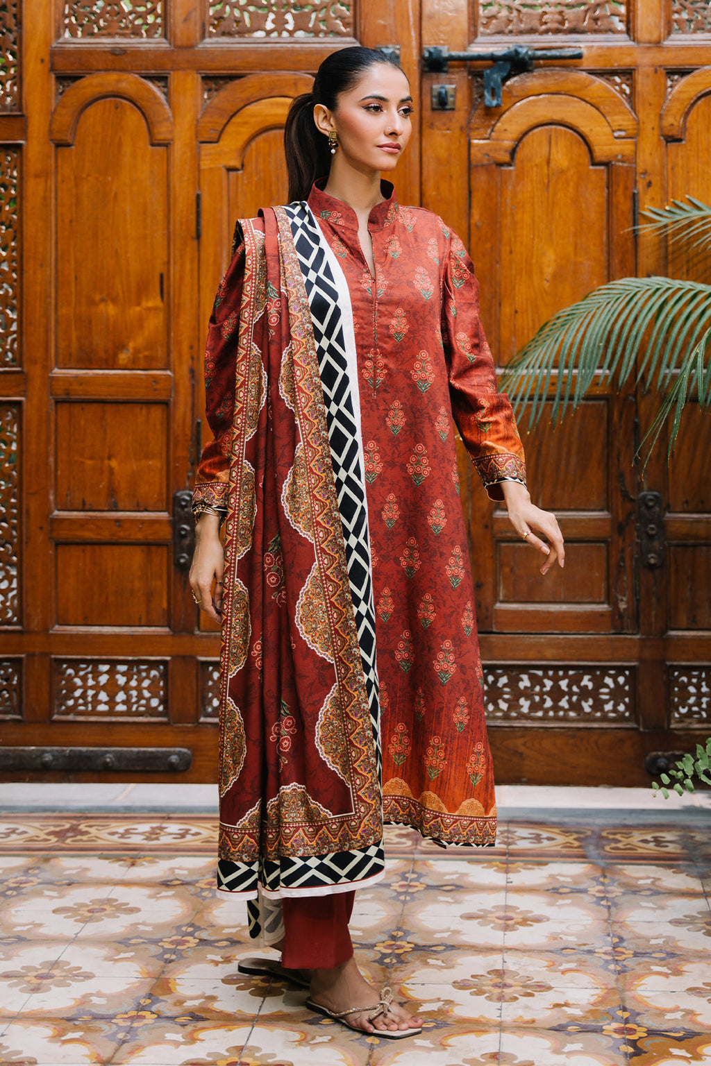 Zellbury | Unstitched 3 Piece Viscose | Shirt Shalwar Dupatta - 0208 - Libasekhas