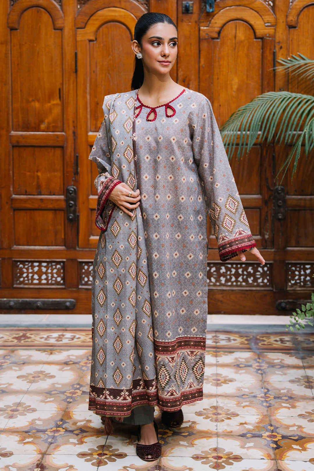 Zellbury | Unstitched 3 Piece Karandi | Shirt Shalwar Dupatta - 0209 - Libasekhas