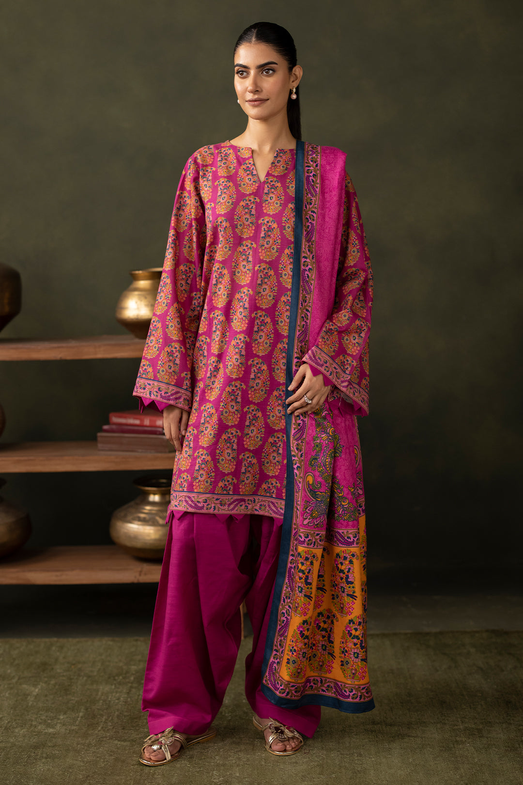 Zellbury | Unstitched 3 Piece Khaddar | Shirt Shalwar Dupatta - 0287 - Libasekhas