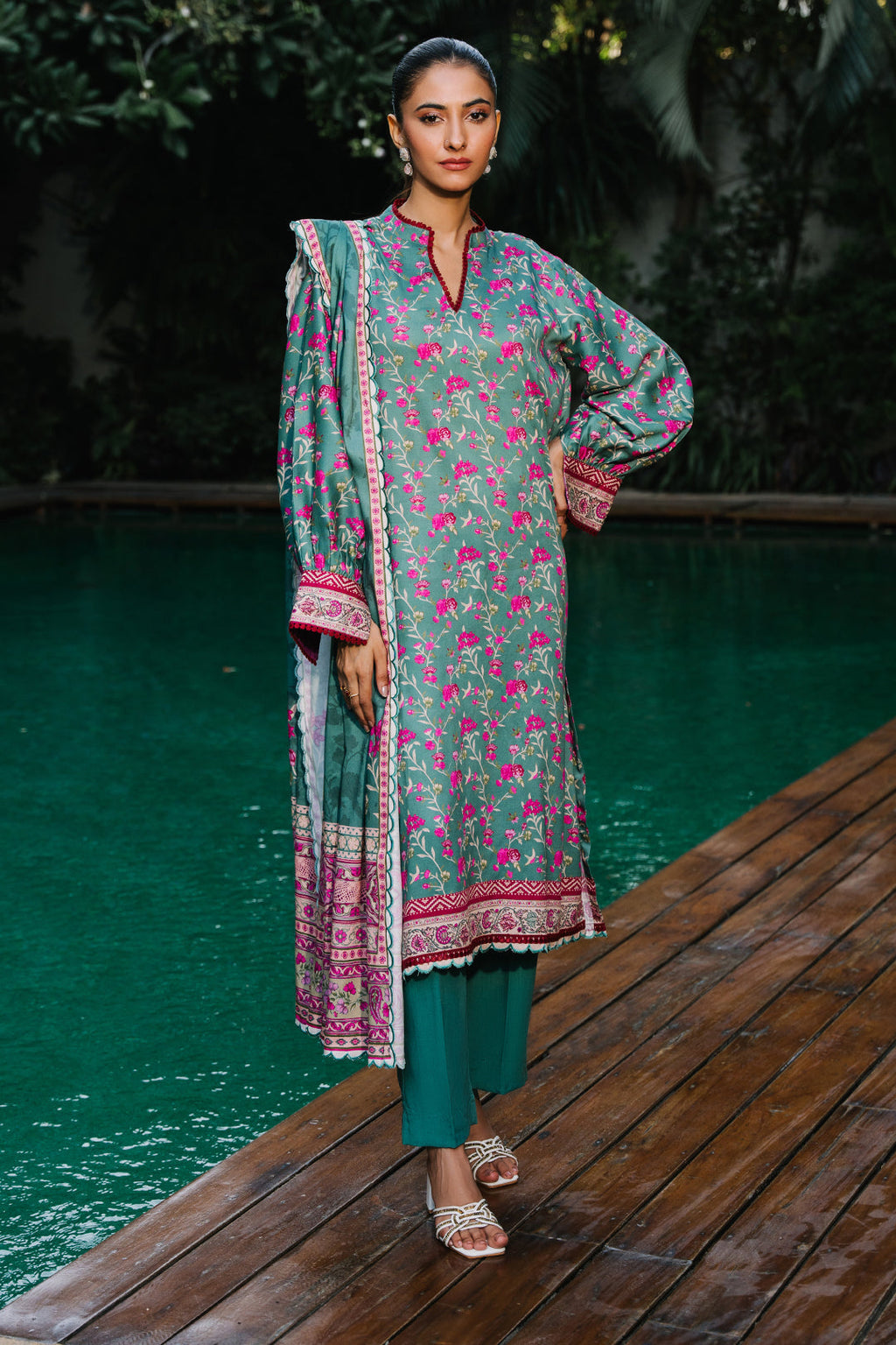Zellbury | Unstitched 3 Piece Viscose | Shirt Shalwar Dupatta - 0296 - Libasekhas
