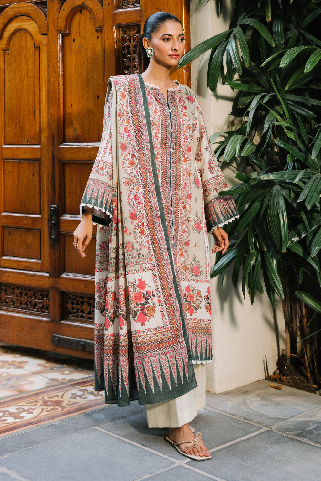 Zellbury | Unstitched 3 Piece Karandi | Shirt Shalwar Dupatta - 0302 - Libasekhas