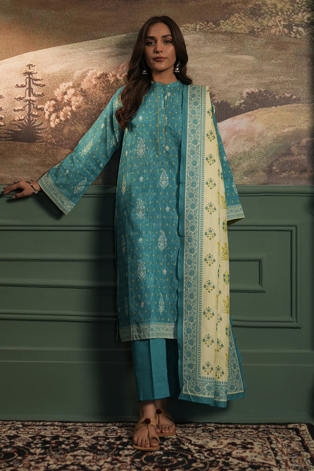 Zellbury | Unstitched 3 Piece Khaddar | Shirt Shalwar Dupatta - 0364 - Libasekhas