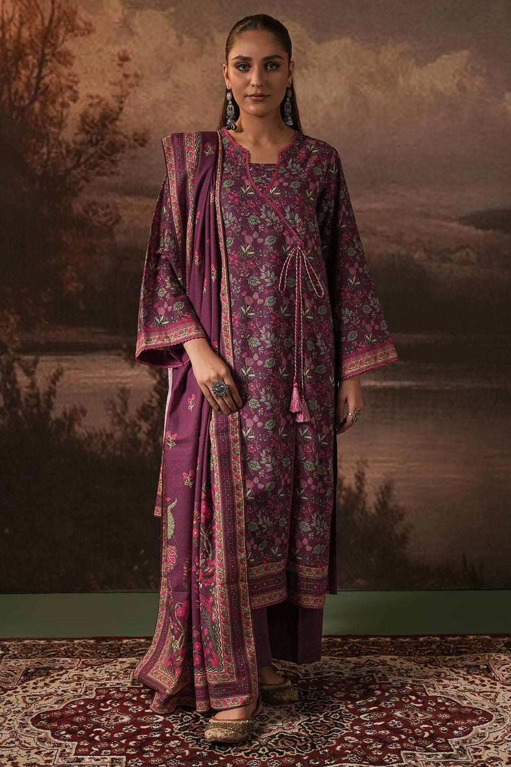 Zellbury | Unstitched 3 Piece Karandi | Shirt Shalwar Dupatta - 0377 - Libasekhas