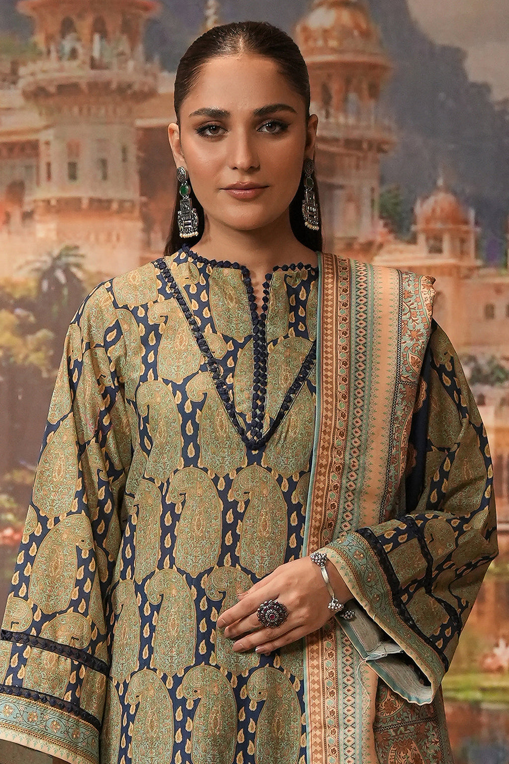 Zellbury | Unstitched 3 Piece Khaddar | Shirt Shalwar Shawl - 0381 - Libasekhas
