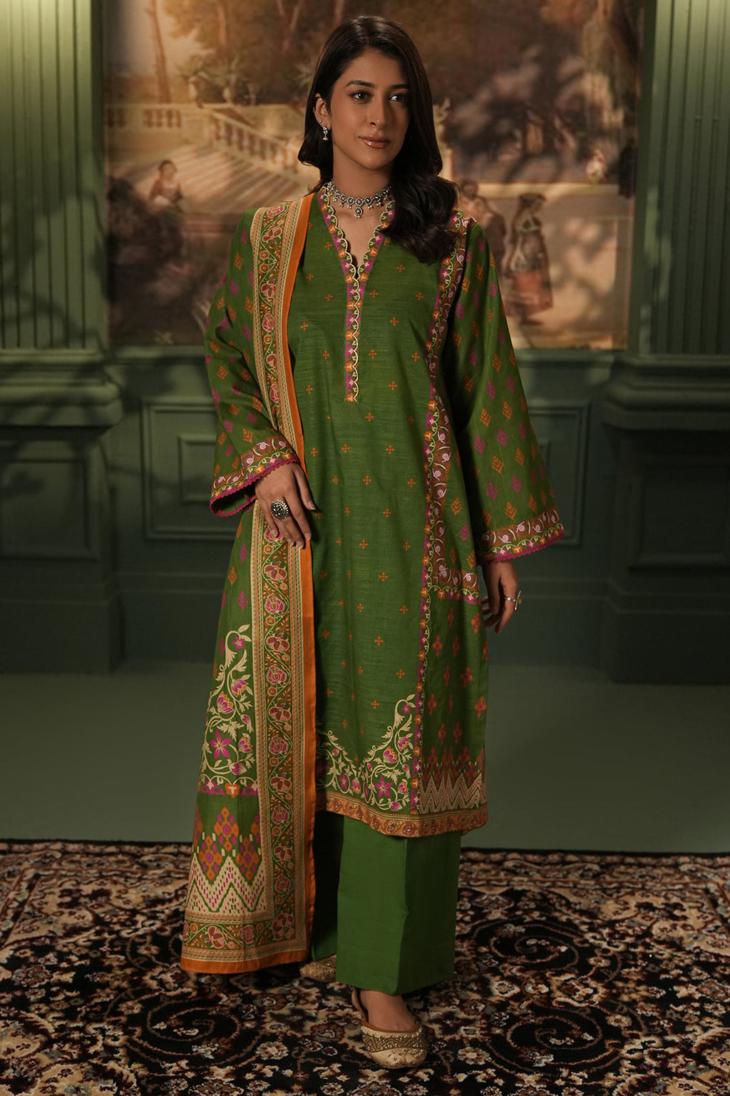 Zellbury | Unstitched 3 Piece Khaddar | Shirt Shalwar Dupatta - 0386 - Libasekhas