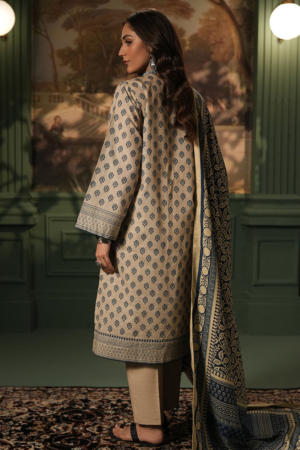 Zellbury | Unstitched 3 Piece Khaddar | Shirt Shalwar Shawl - 0392 - Libasekhas