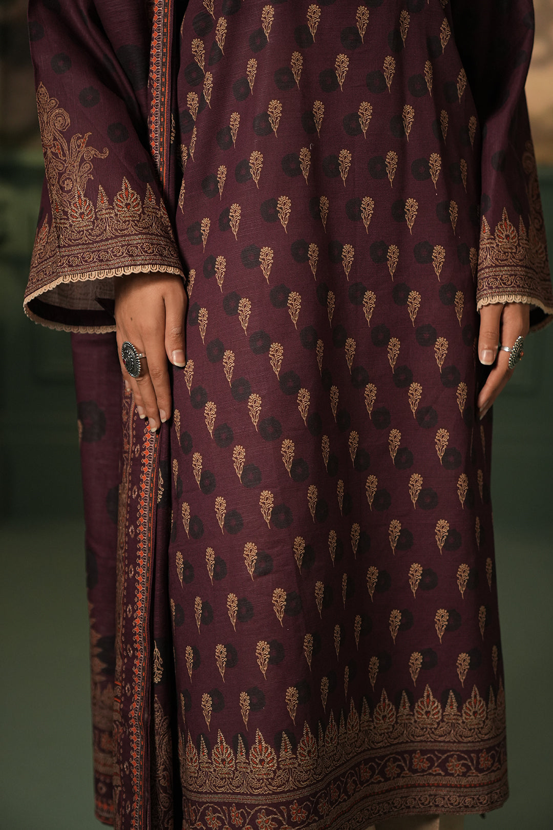 Zellbury | Unstitched 3 Piece Khaddar | Shirt Shalwar Dupatta - 0396 - Libasekhas