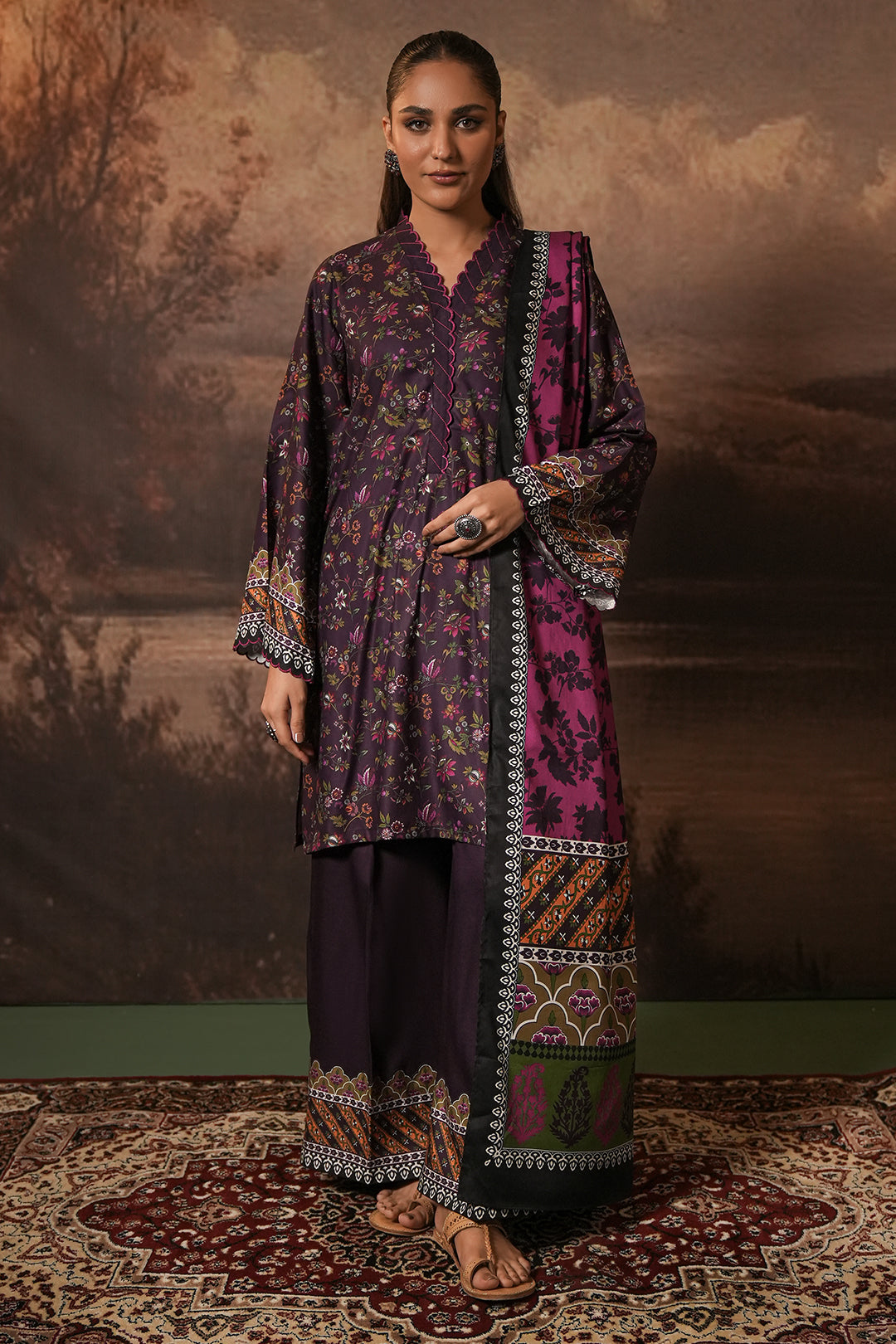 Zellbury | Unstitched 3 Piece Cotail | Shirt Shalwar Dupatta - 0399 - Libasekhas