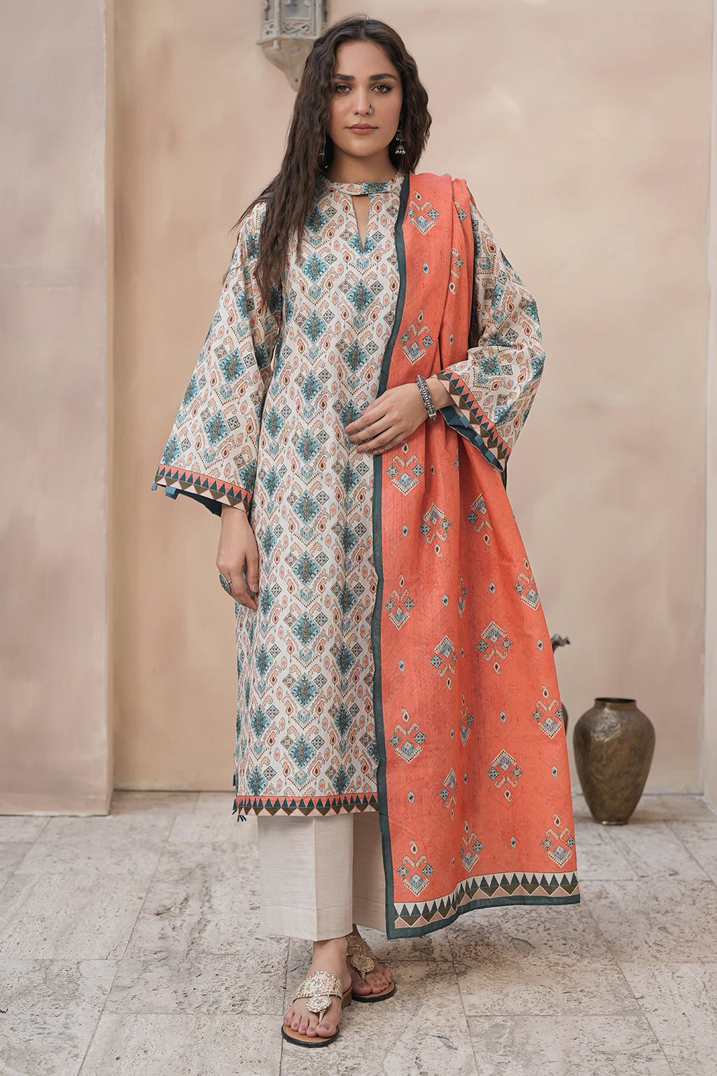 Zellbury | Unstitched 3 Piece Khaddar | Shirt Shalwar Dupatta - 0443 - Libasekhas