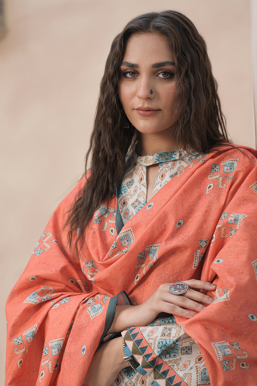 Zellbury | Unstitched 3 Piece Khaddar | Shirt Shalwar Dupatta - 0443 - Libasekhas