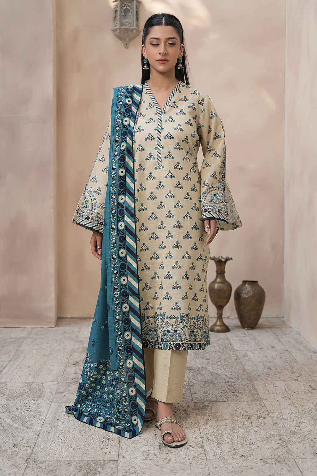 Zellbury | Unstitched 3 Piece Khaddar | Shirt Shalwar Dupatta - 0445 - Libasekhas