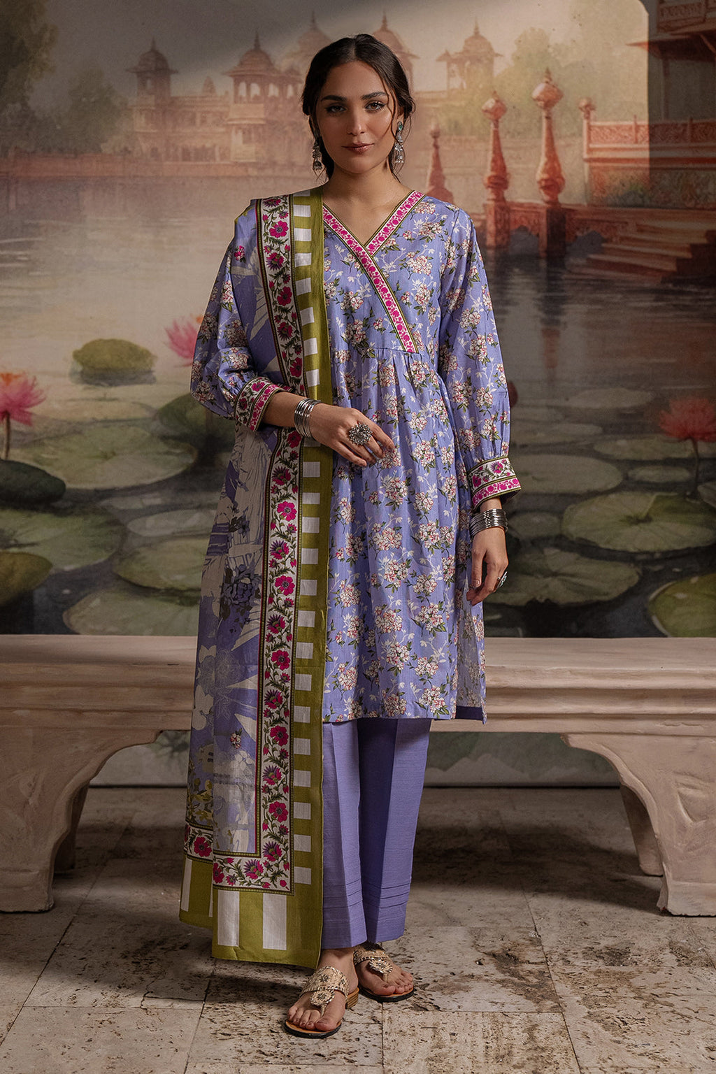 Zellbury | Unstitched 3 Piece Khaddar | Shirt Shalwar Dupatta - 0451 - Libasekhas