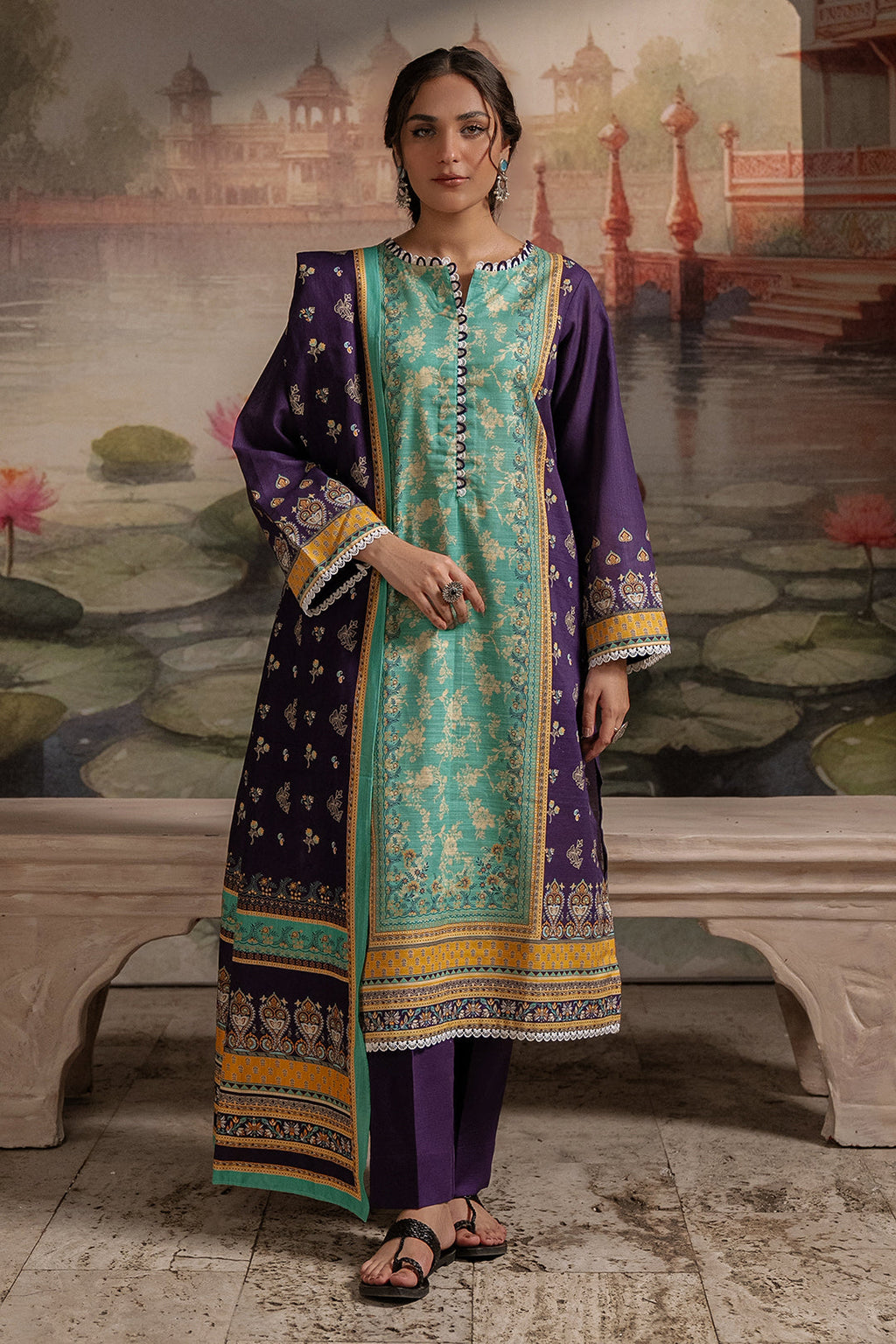 Zellbury | Unstitched 3 Piece Khaddar | Shirt Shalwar Dupatta - 0455 - Libasekhas