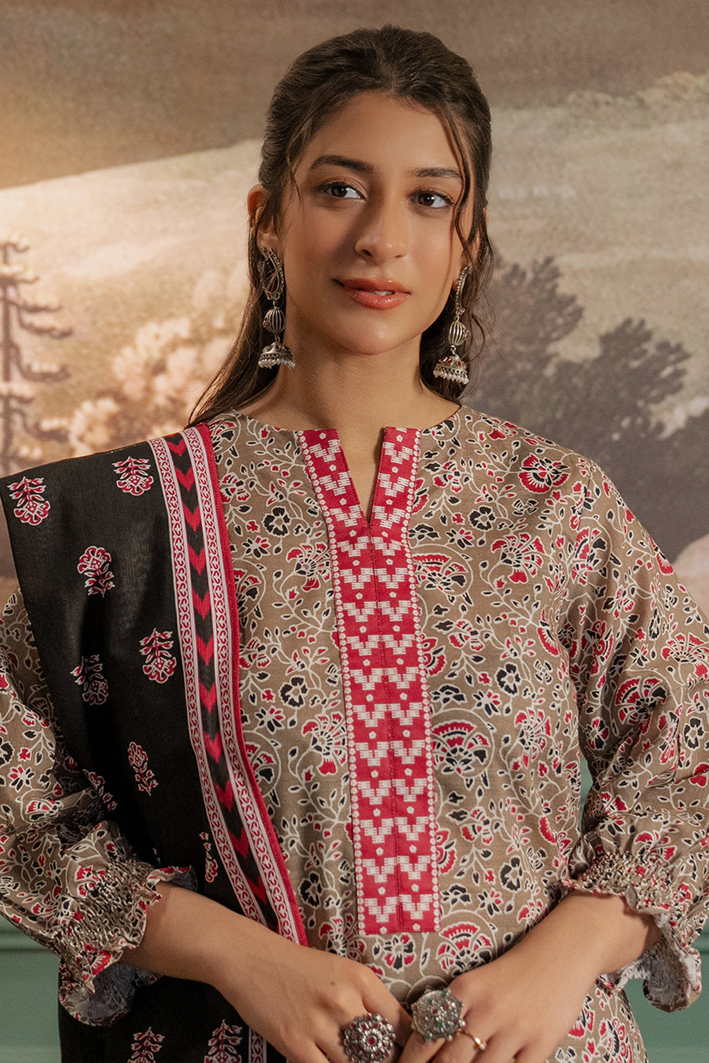 Zellbury | Unstitched 3 Piece Khaddar | Shirt Shalwar Dupatta - 0456 - Libasekhas