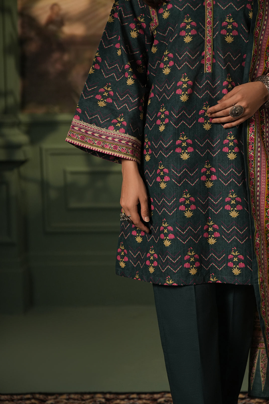 Zellbury | Unstitched 3 Piece Khaddar | Shirt Shalwar Shawl - 0459 - Libasekhas