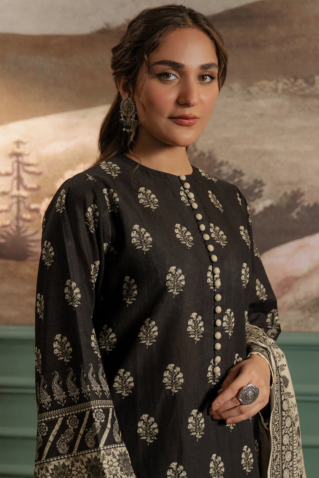 Zellbury | Unstitched 3 Piece Khaddar | Shirt Shalwar Dupatta - 0461 - Libasekhas