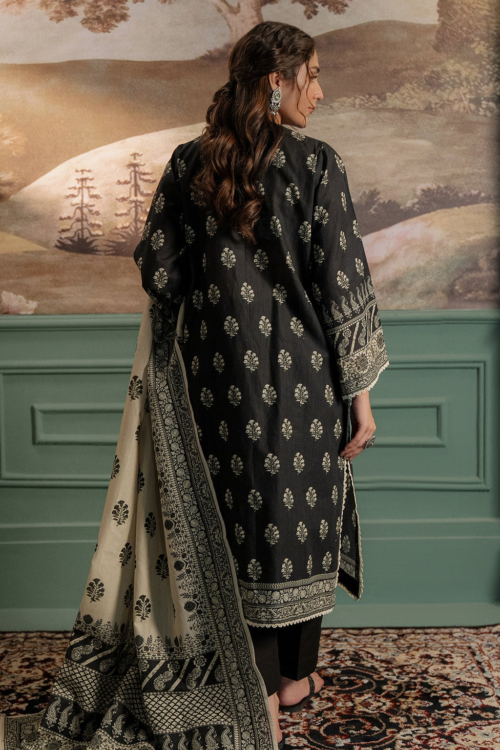 Zellbury | Unstitched 3 Piece Khaddar | Shirt Shalwar Dupatta - 0461 - Libasekhas