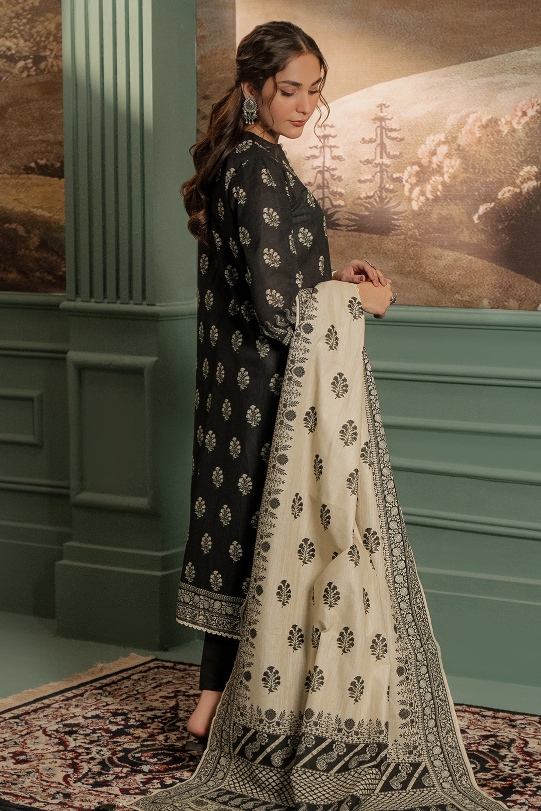 Zellbury | Unstitched 3 Piece Khaddar | Shirt Shalwar Dupatta - 0461 - Libasekhas