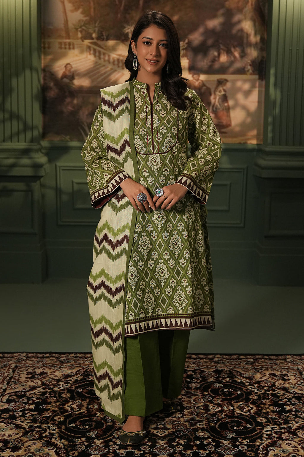 Zellbury | Unstitched 3 Piece Khaddar | Shirt Shalwar Dupatta - 0463 - Libasekhas
