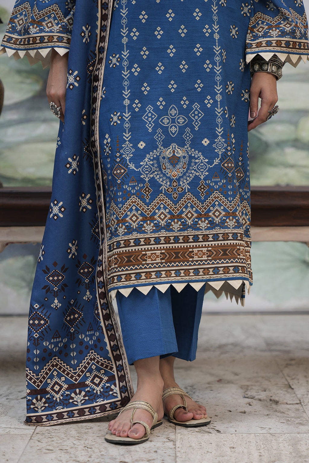 Zellbury | Unstitched 3 Piece Khaddar | Shirt Shalwar Shawl - 0466 - Libasekhas