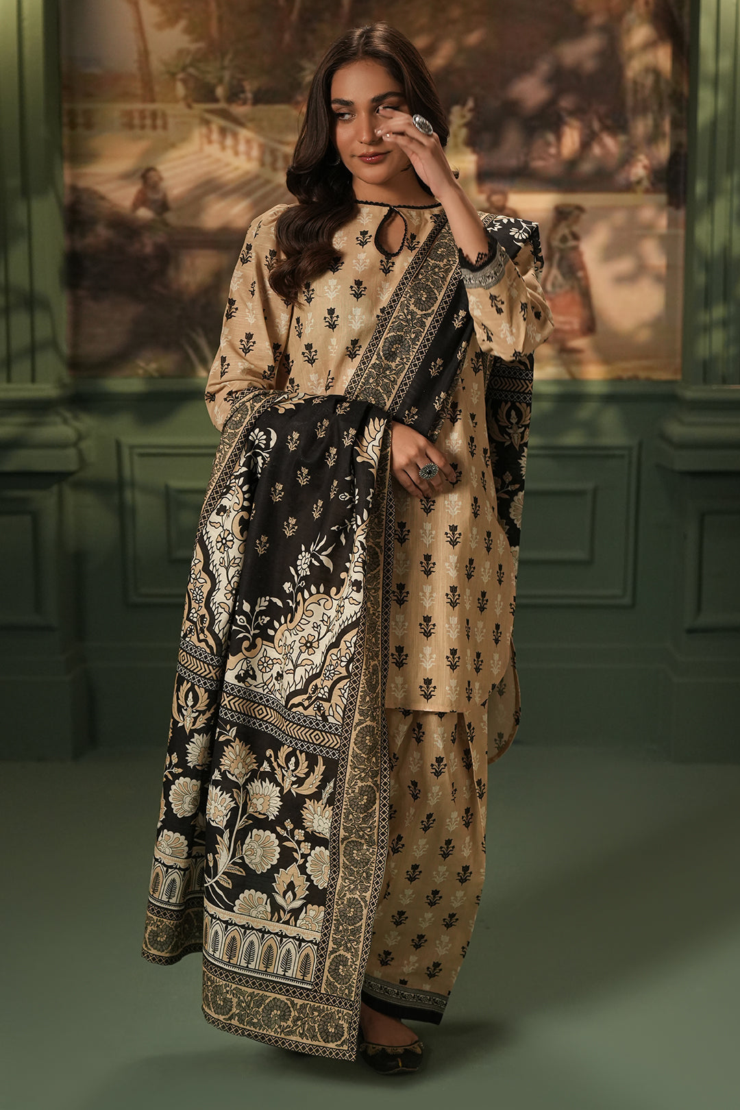 Zellbury | Unstitched 3 Piece Khaddar | Shirt Shalwar Dupatta - 0473 - Libasekhas