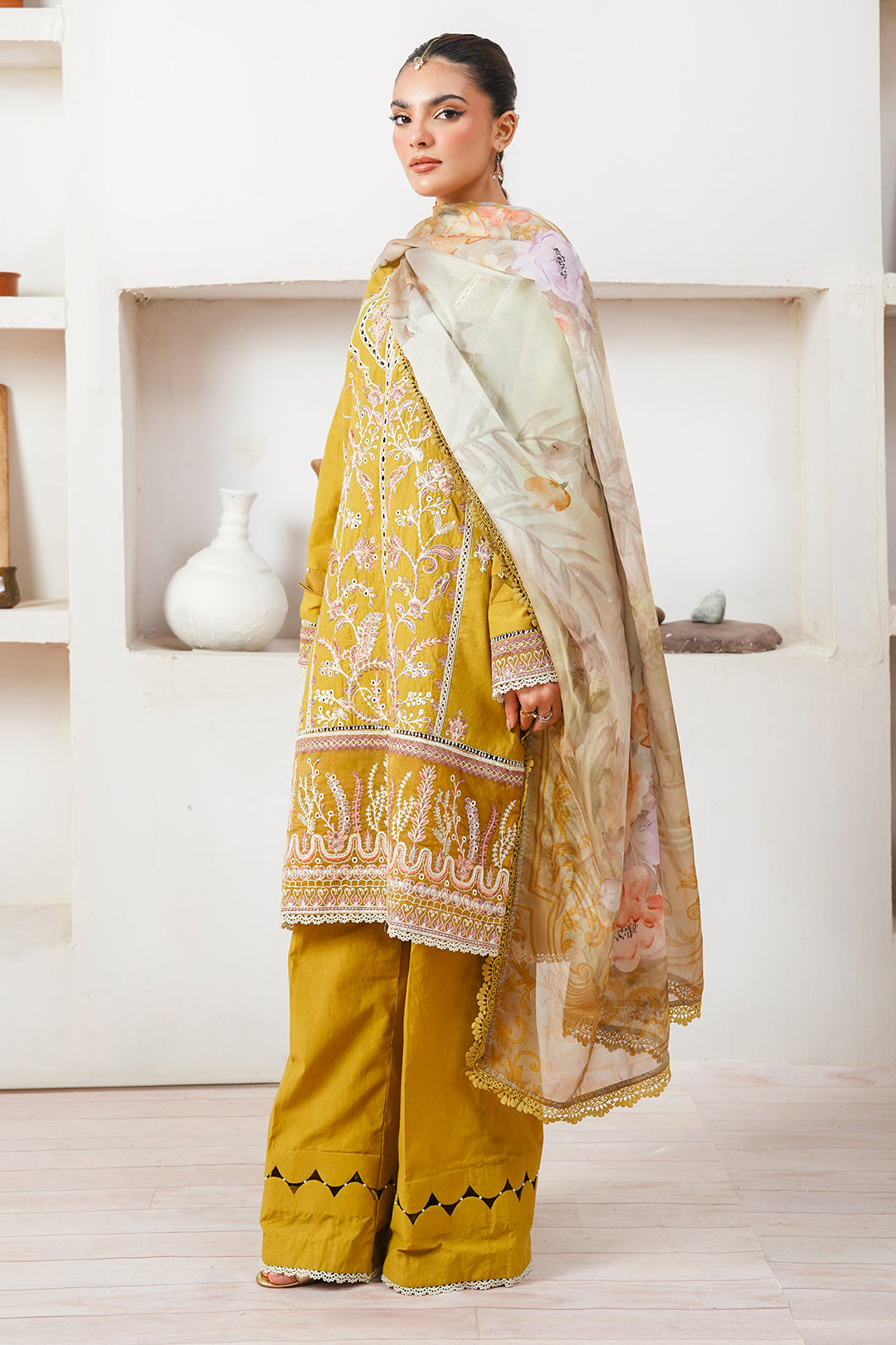 Zellbury | Unstitched 3 Piece Cambric | Embroidered Shirt Shalwar Dupatta - 0156 - Libasekhas