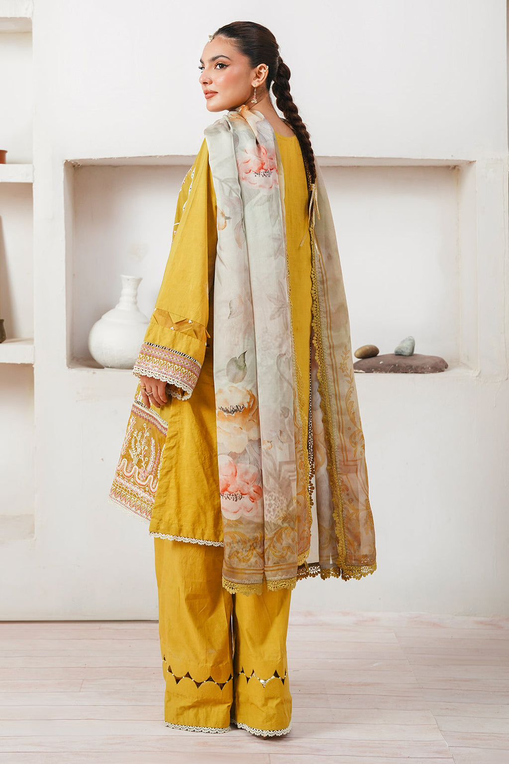 Zellbury | Unstitched 3 Piece Cambric | Embroidered Shirt Shalwar Dupatta - 0156 - Libasekhas