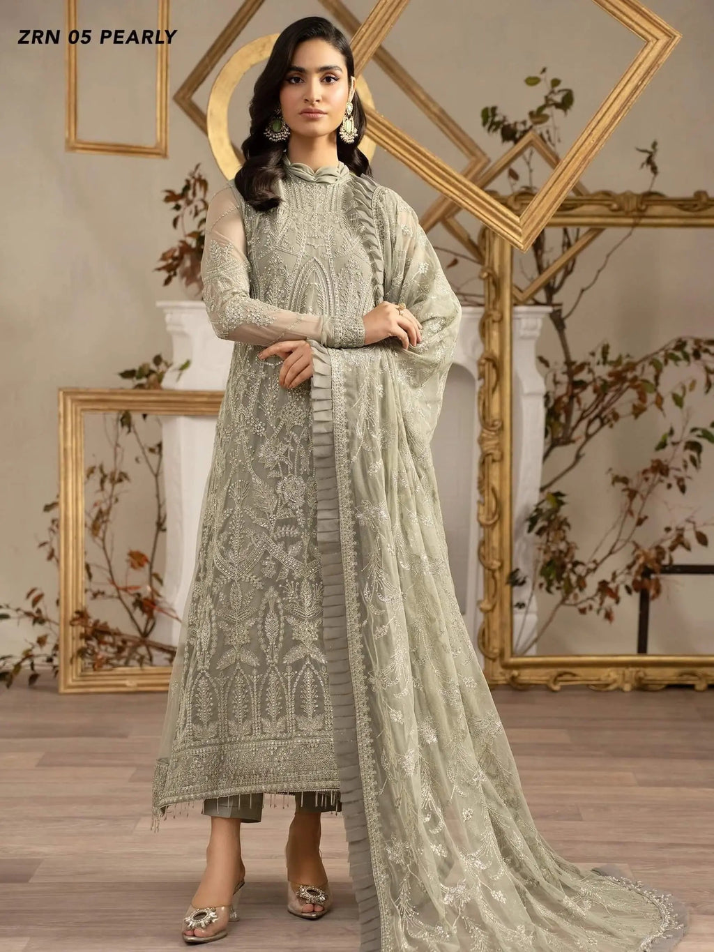 Naqsh by Zarif Festive Formal 3 Piece Suit ZRN-05 PEARLY - House Of Anaya