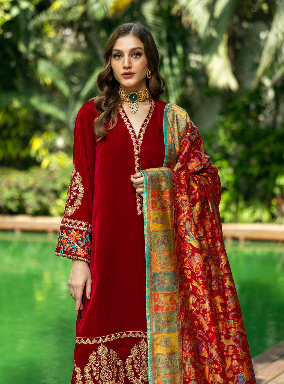 Zainab Chottani | Makhmal Luxe Pret | Ghermez - Riwayat-e-Khas
