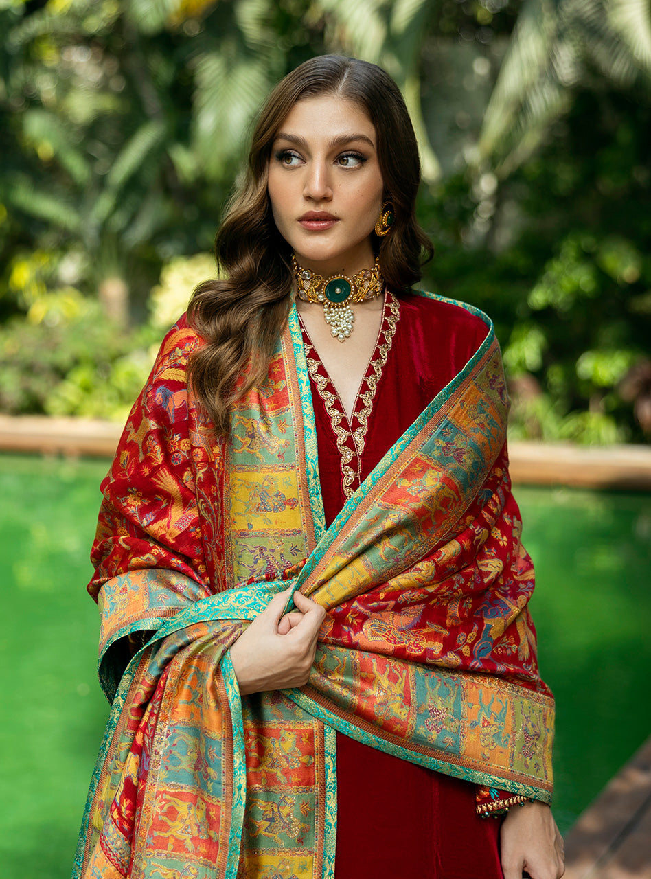 Zainab Chottani | Makhmal Luxe Pret | Ghermez - Riwayat-e-Khas