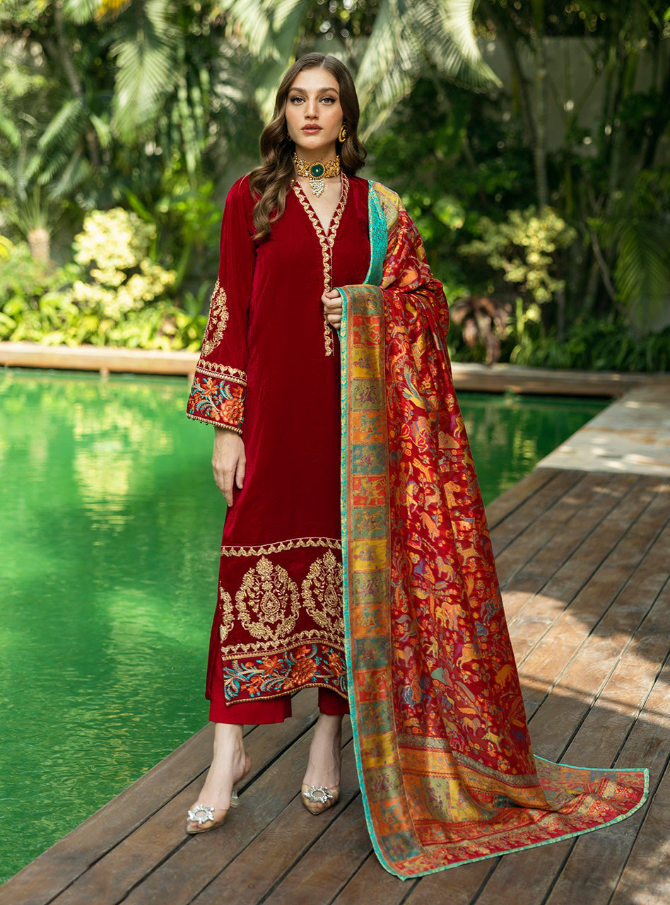 Zainab Chottani | Makhmal Luxe Pret | Ghermez - Riwayat-e-Khas