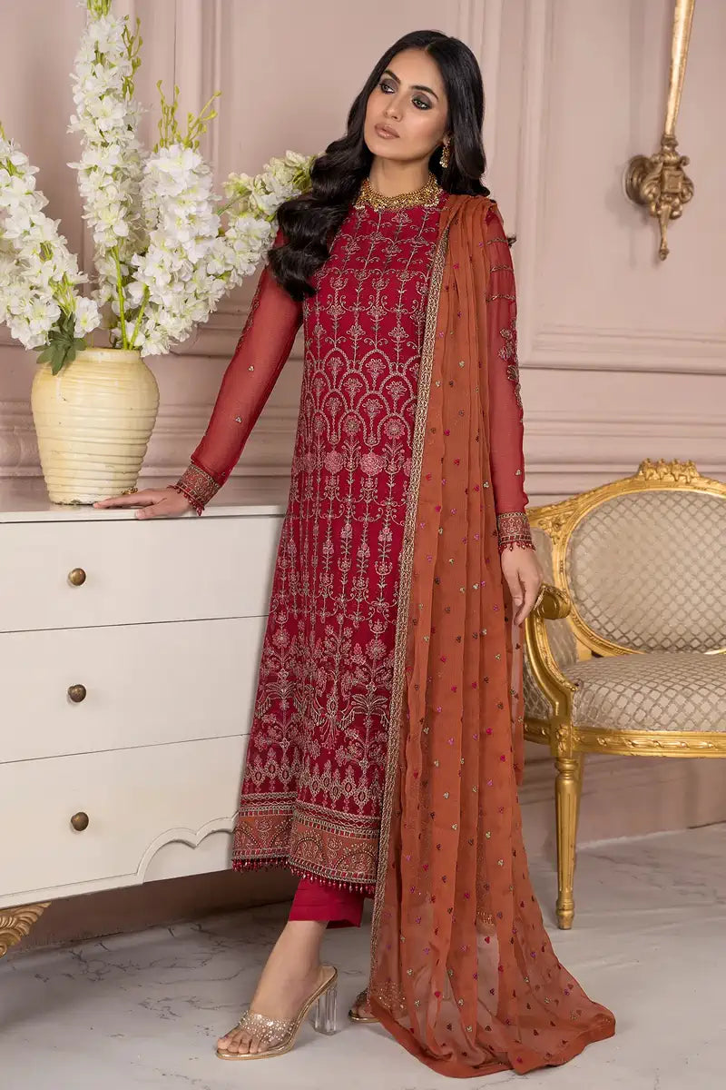 Zarif | Afreen Formals | ZA 08 GARNET - House Of Anaya