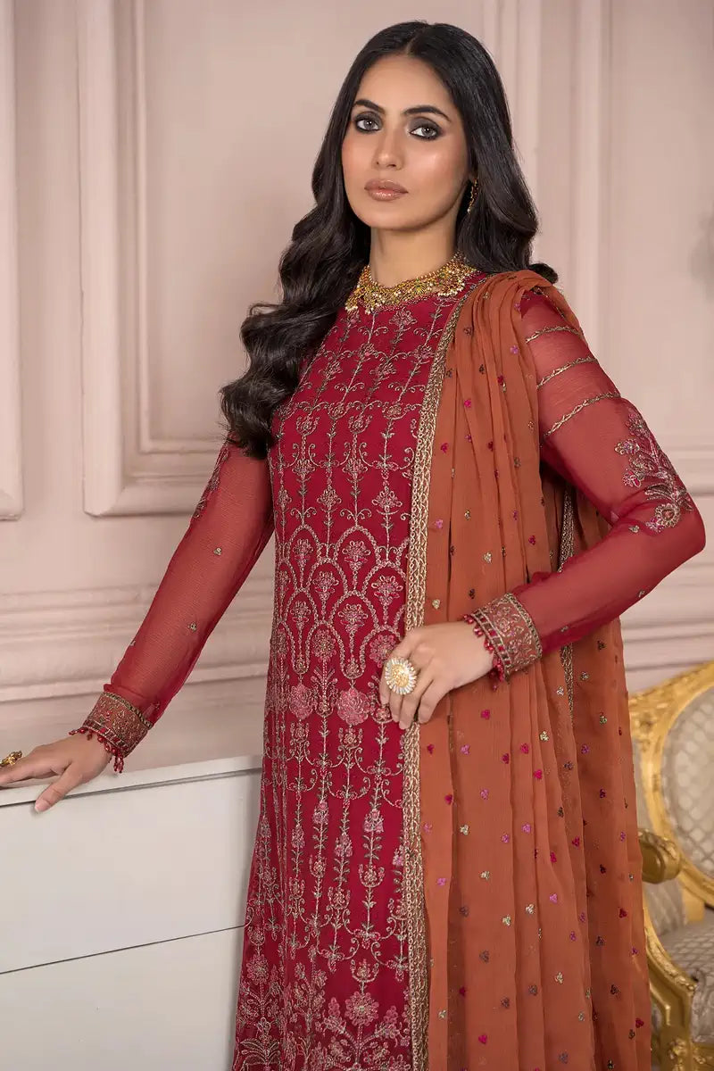 Zarif | Afreen Formals | ZA 08 GARNET - House Of Anaya