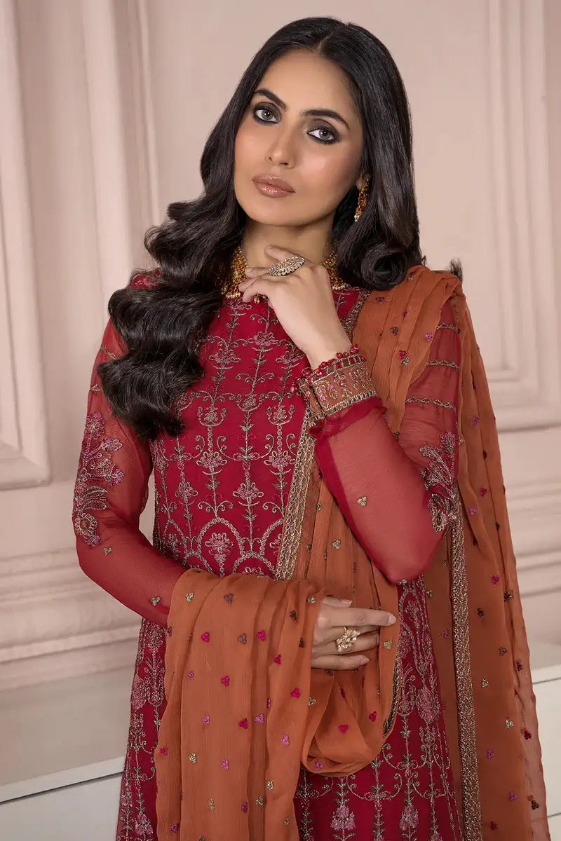 Zarif | Afreen Formals | ZA 08 GARNET - House Of Anaya